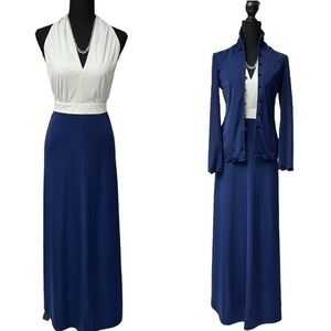 Vintage St. Gillian by Kay Unger Two Halter Maxi Dress with Matching Jacket
